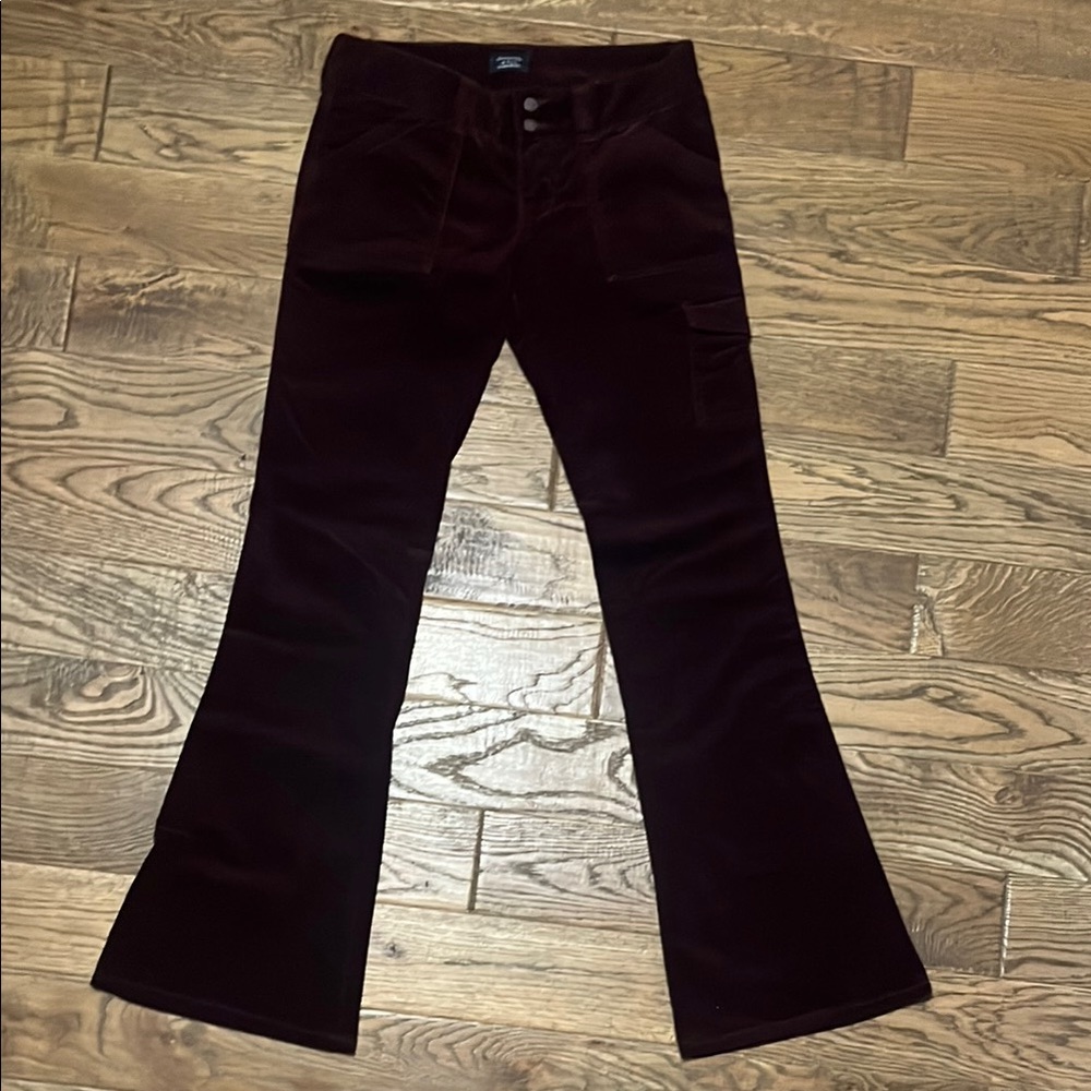 Early 2000’s Abercrombie and Fitch, Women's Flared Velvet type Jeans in Merlot